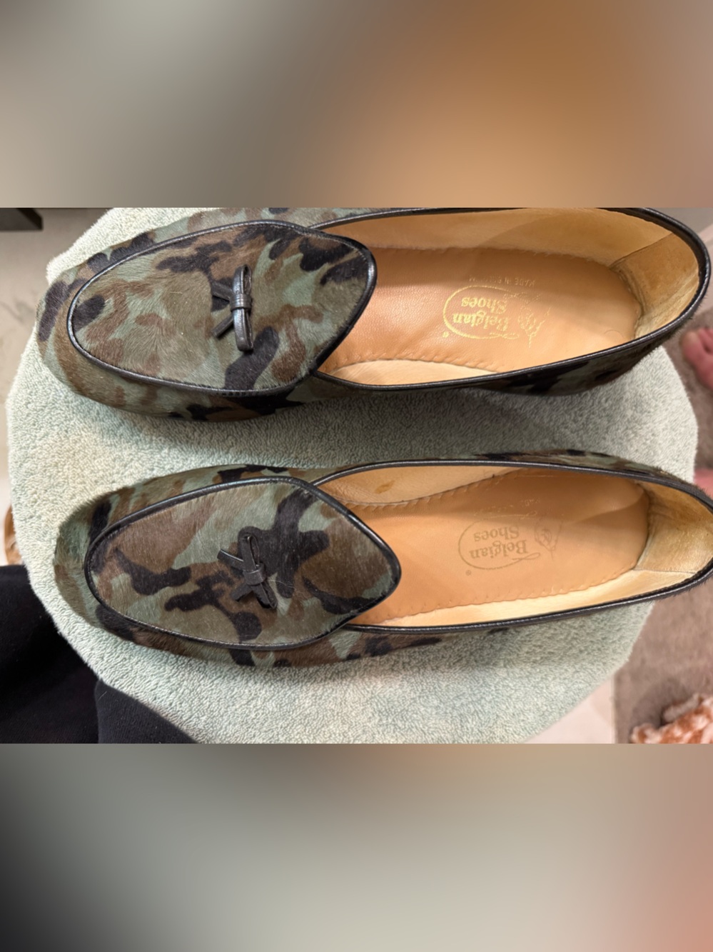 Penelope Chilvers Camouflage Suede Loafers - Green & Brown